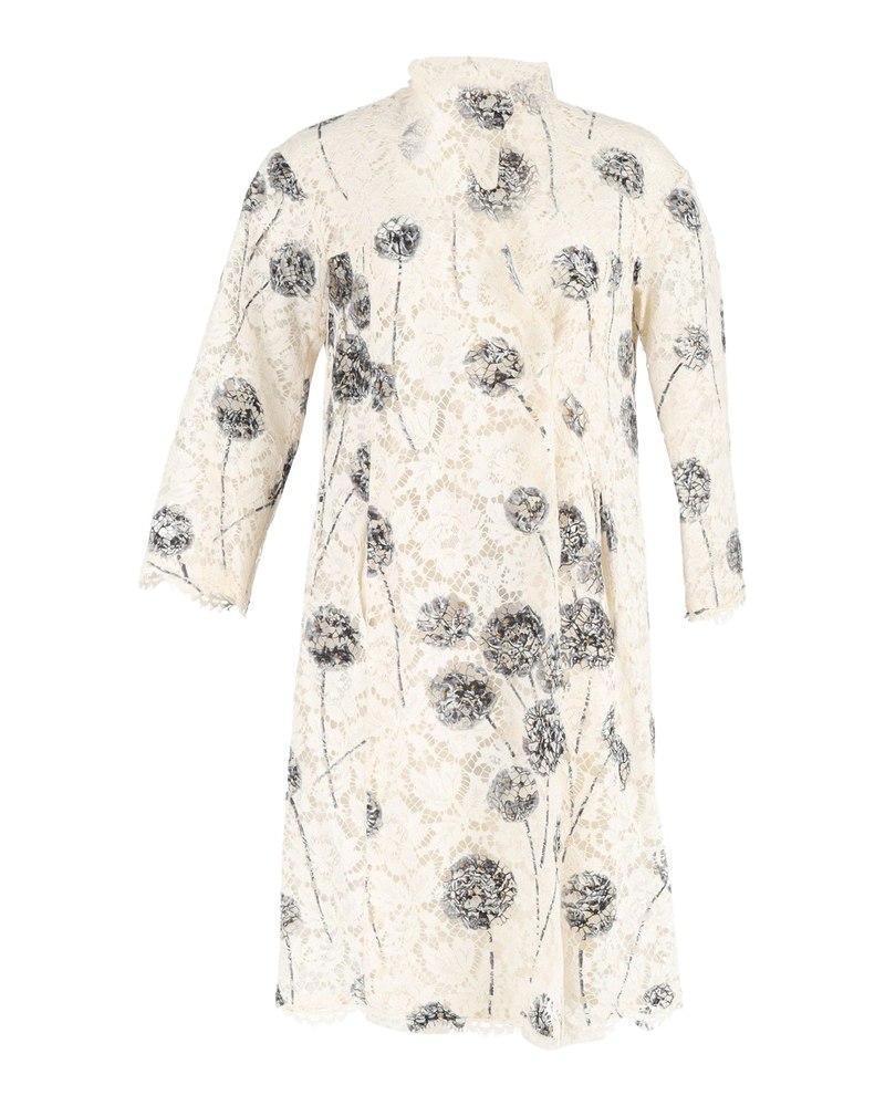 Valentino Garavani Floral Lace Coat in White Cotton