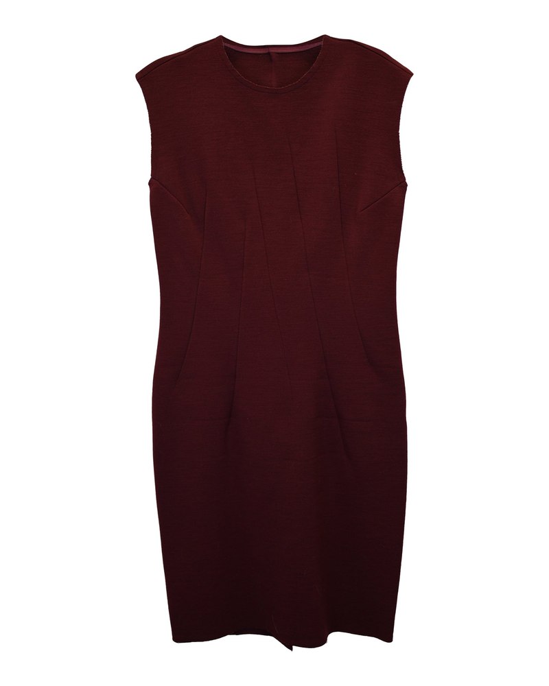 Lanvin Knee Length Jersey Dress in Burgundy Wool 7748684152892