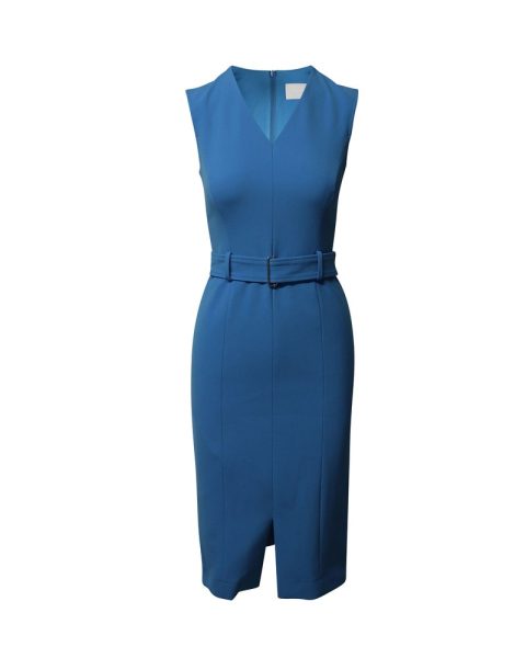 Boss Dadorina Belted Midi Dress in Blue Polyester