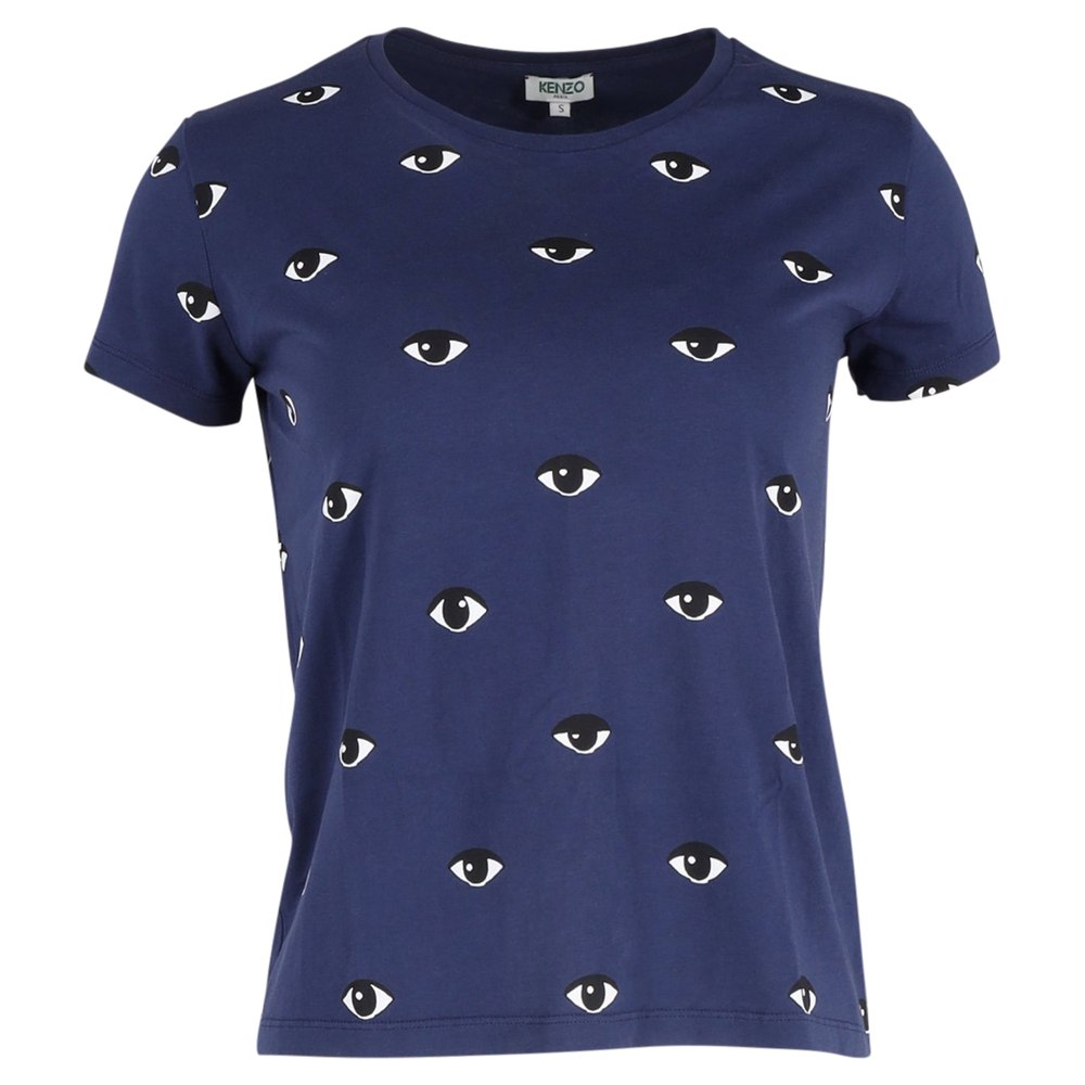 Kenzo Women’s Eyes Round Neck T-shirt in Blue Cotton