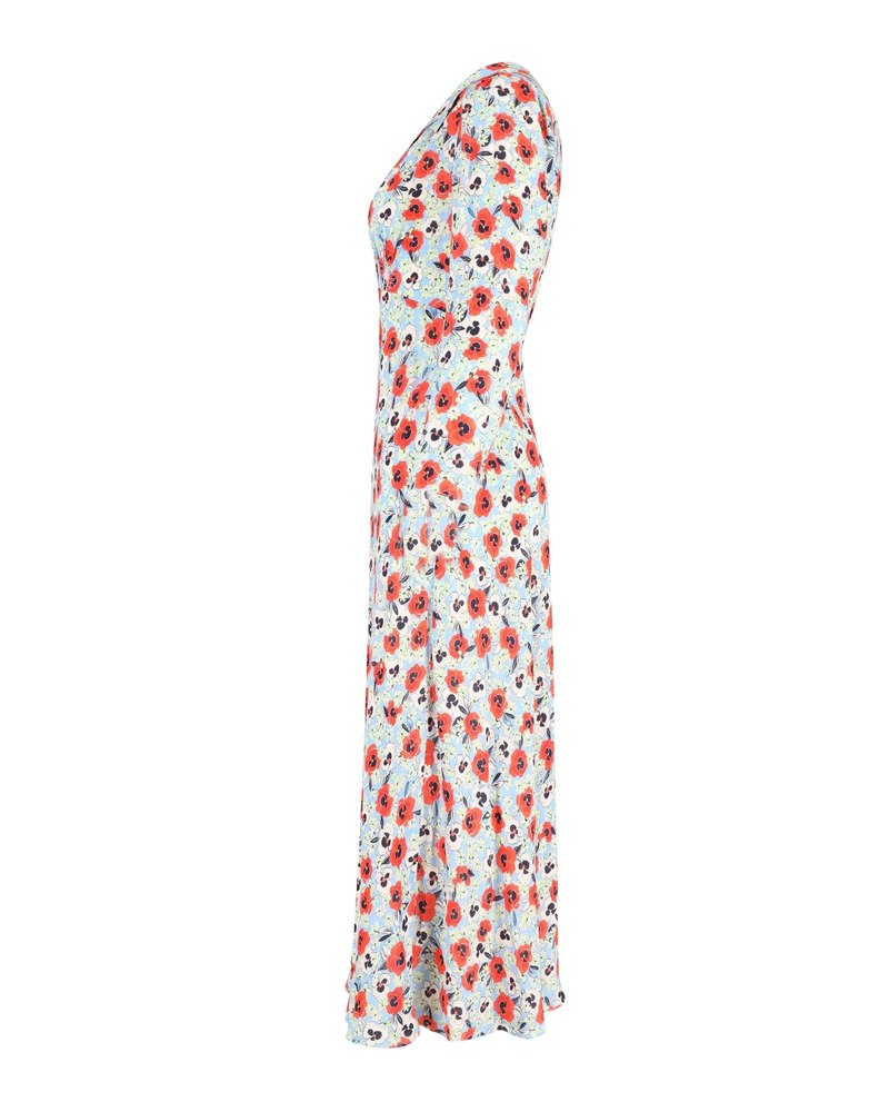 Rixo Poppy Maxi Dress in Floral Print Viscose 7748699947068