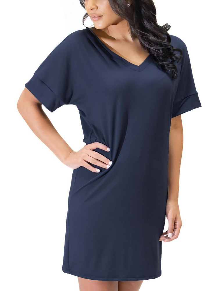 Plus Womens V Neck Short Sleeve Pullover Top