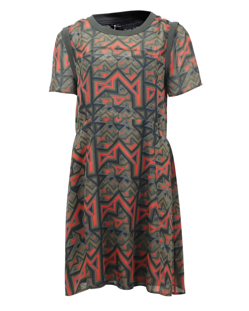 Marc by Marc Jacobs Geo-Maze A-Line Dress in Multicolor Silk 7748708106300