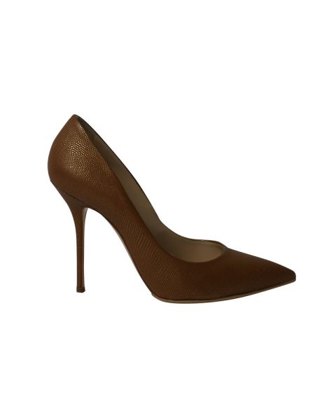 Casadei Two-Tone Stiletto Pumps in Gold and Brown Leather