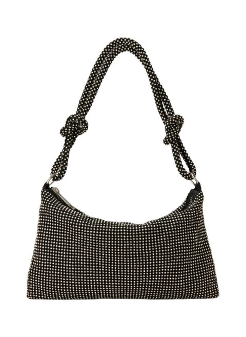 Women’s Rhinestone Studded Hobo Bag In Black Clear Stone