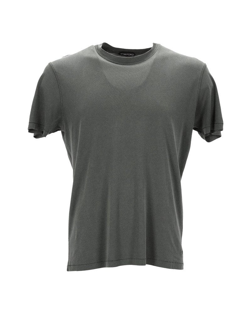 Tom Ford Round Neck T-shirt in Khaki Lyocell 7748720590908