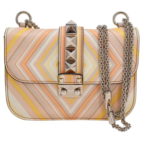 Valentino Mandarin Sorbet Small Rockstud 1975 Lock Chain Shoulder Bag in Multicolor Leather