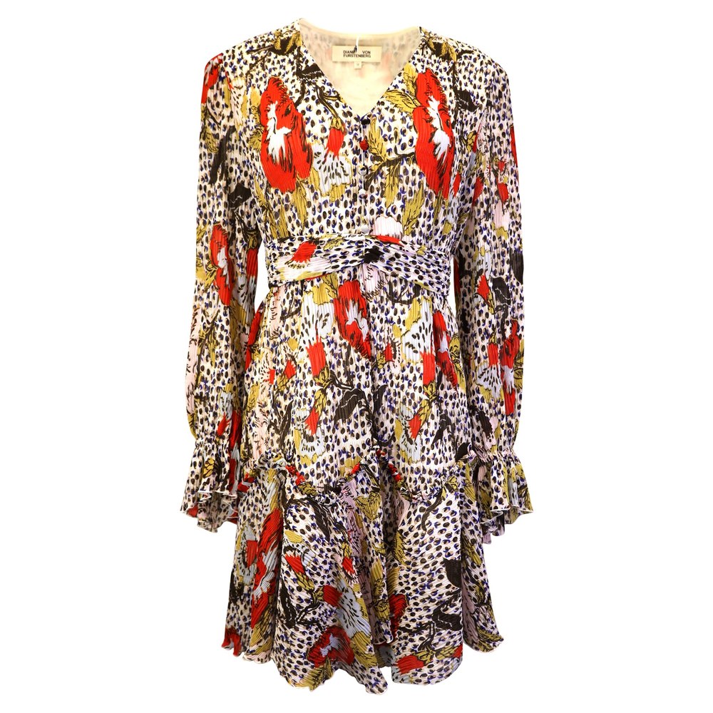 Diane Von Furstenberg Floral Print Kacie Dress in Multicolor Polyester 7748727767100