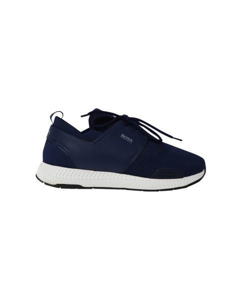 Boss Low Top Sneakers in Navy Blue Polyester