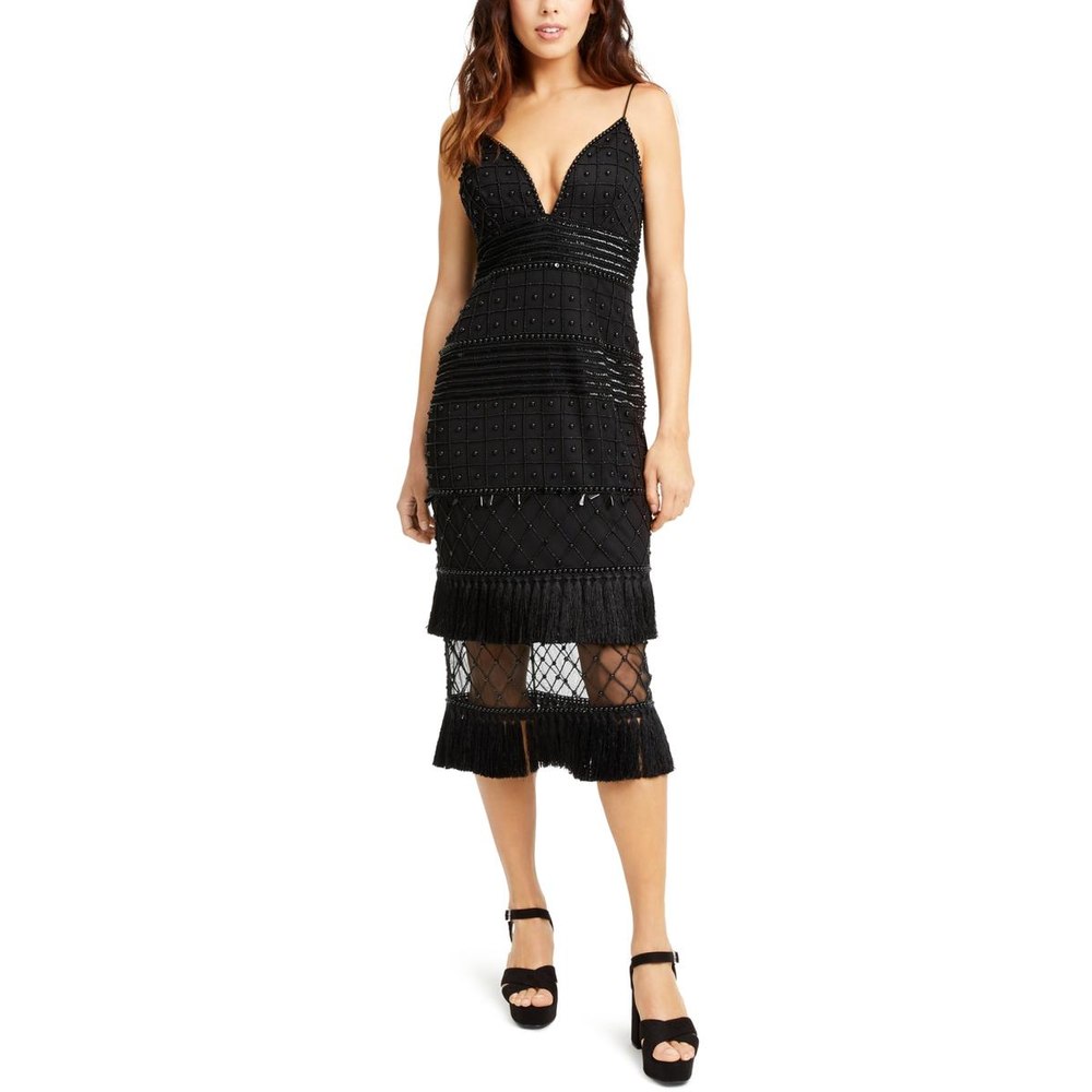 Beaded Fringe Midi Dress