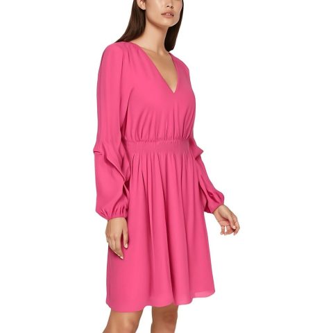 V-Neck Crepe Shift Dress