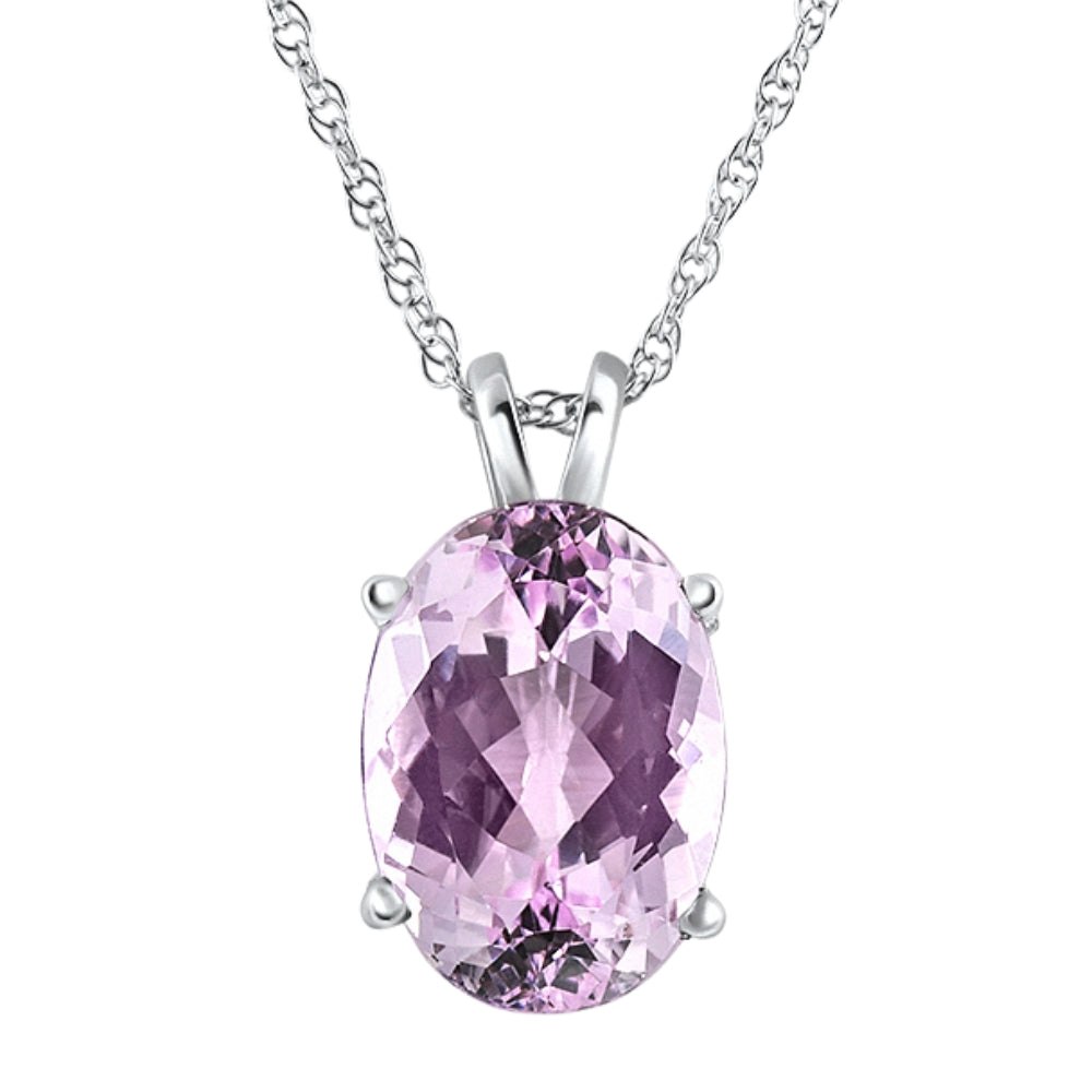 5Ct Purple Amethyst Oval Pendant 14k Gold Women’s Necklace 18