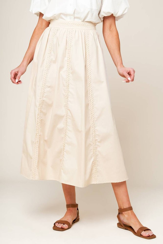 LAYTON CREAM WOVEN MIDI SKIRT