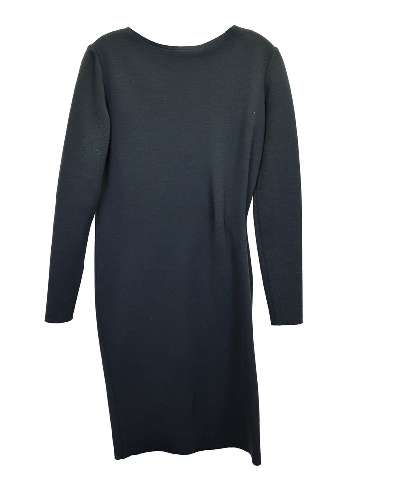 Lanvin Jersey Dress with Pin Detail in Green Wool 7748759519292