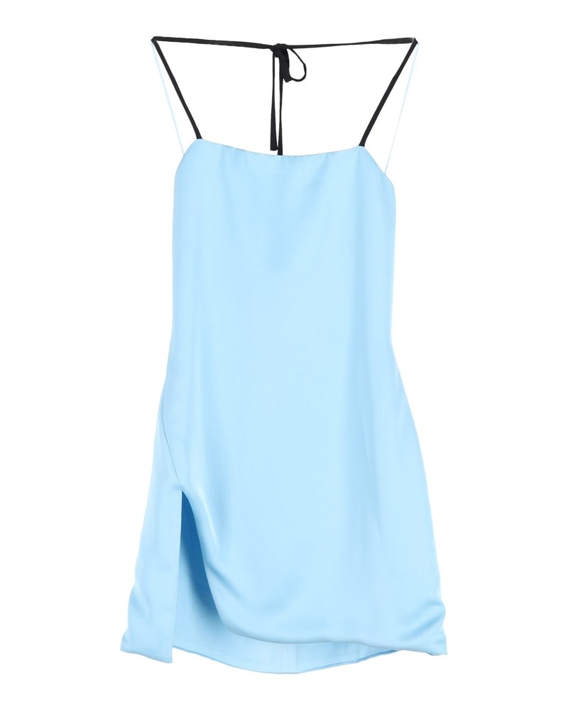 The Attico Knotted Strap Mini Dress in Baby Blue Silk