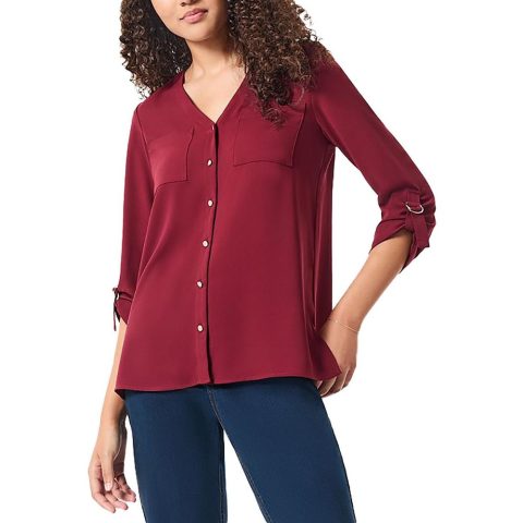 V-Neck Chiffon Button-Down Top