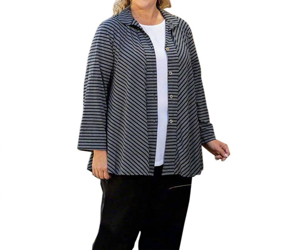 Long Sleeve Gemma Shirt Jacket – Plus Size In Gray