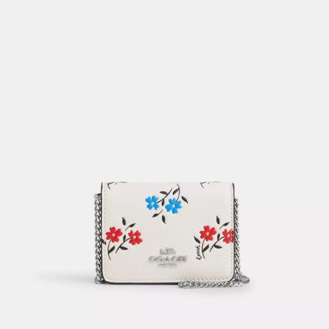 Coach Outlet Mini Wallet On A Chain With Floral Print