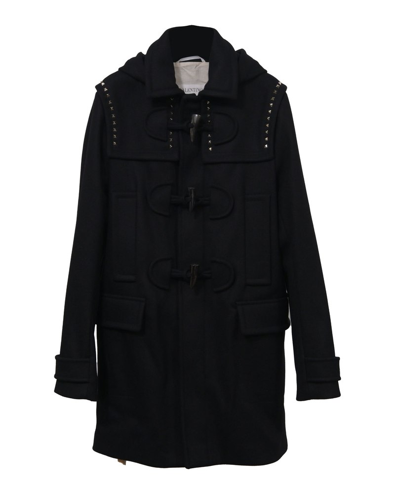 Valentino Studded Coat in Black Wool 7748779999292
