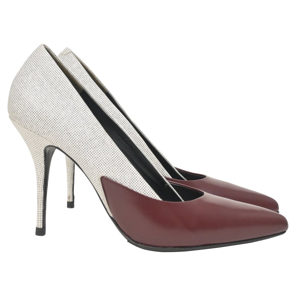 Alexander Wang Two-Tone High Heel Pumps in Cream and Burgundy Leather 7748788486204