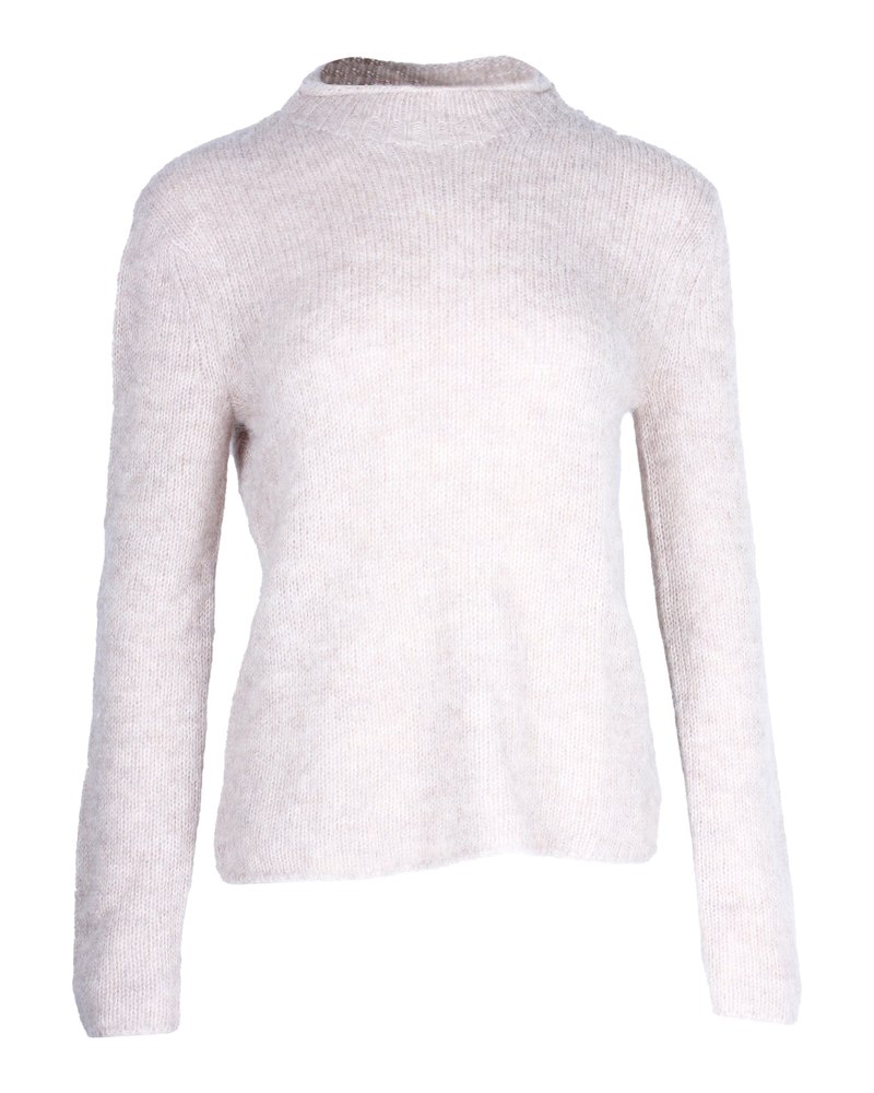 Theory Mock-Neck Sweater in Beige Alpaca Wool 7748805787708