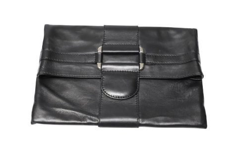 Alexander McQueen Foldover Clutch in Black Leather 7748860903484