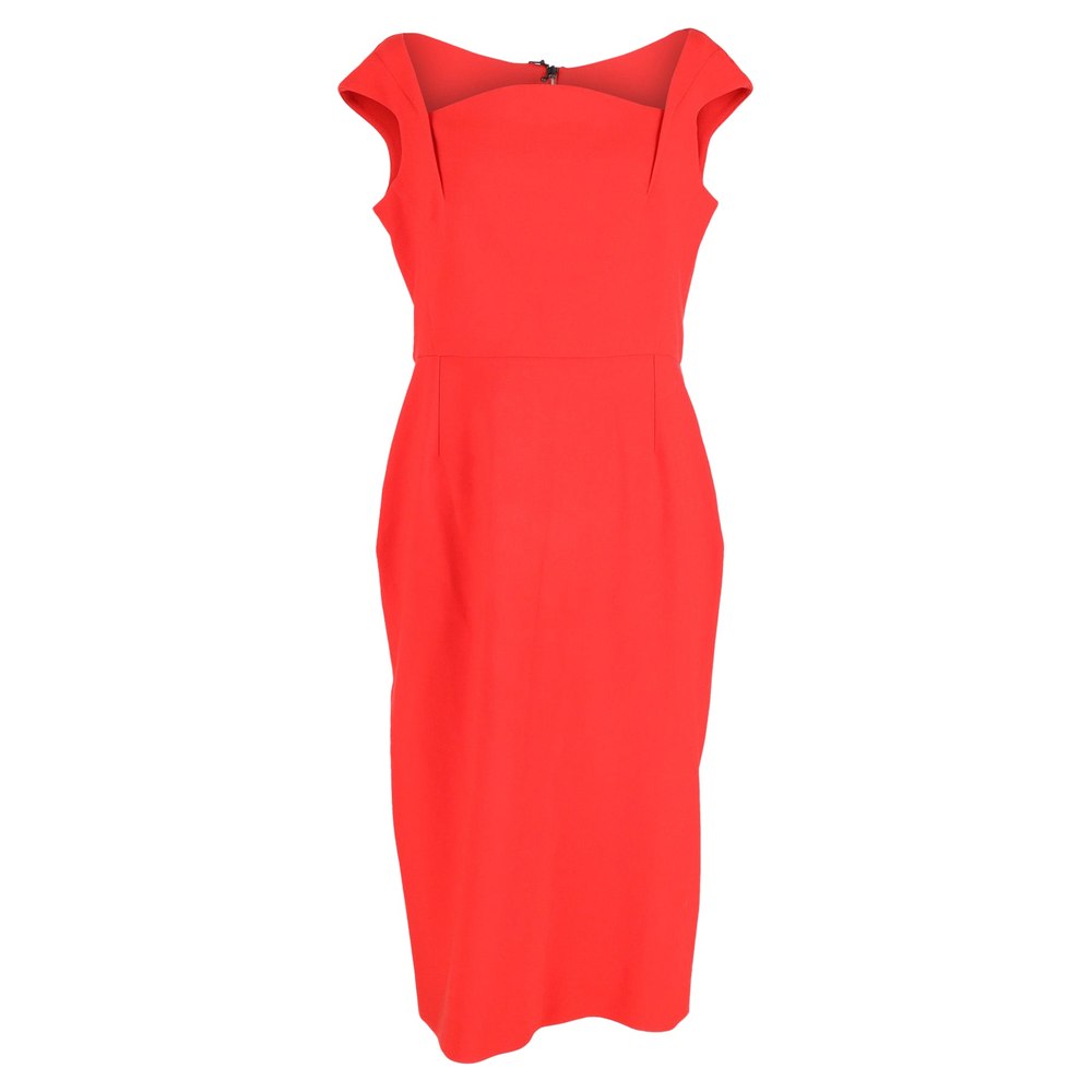 Roland Mouret Matlock Square-neck Cap-sleeve Sheath Dress in Red Cotton 7748818206780
