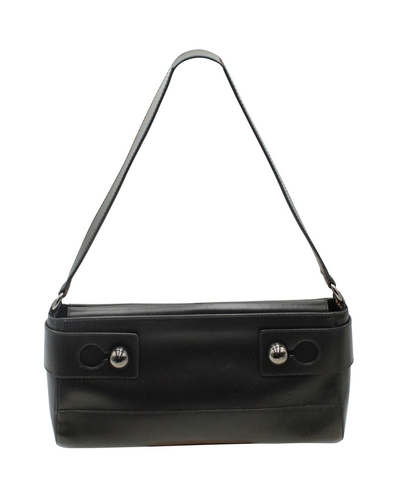 Furla Metal Embellished Shoulder Bag in Black Leather 7748819320892
