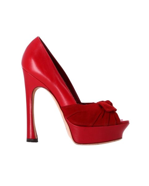 Yves Saint Laurent Palais 105 Bow Pumps in Red Leather 7748823482428