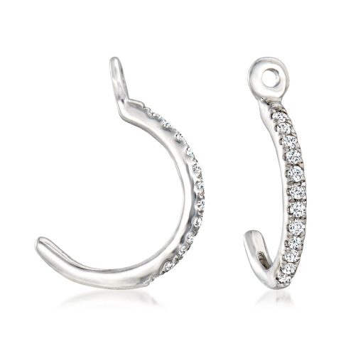 Ross-Simons Diamond C-Hoop Earring Jackets in 14kt White Gold
