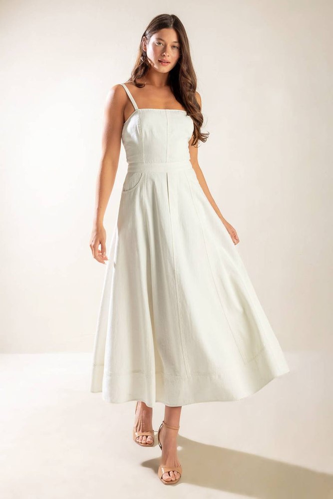 LET’S GO FOR A WALK WOVEN MIDI DRESS
