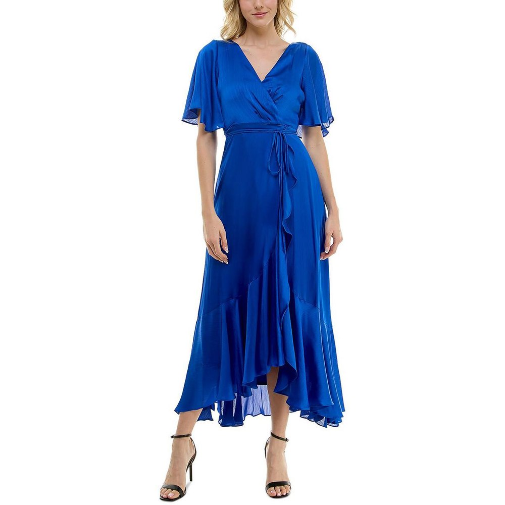 Faux Wrap Hi-Low Evening Dress