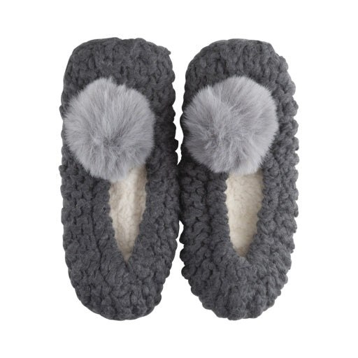 Lemon Women’s Popcorn Ballerina Slipper W/ Faux Fur Pom-Pom
