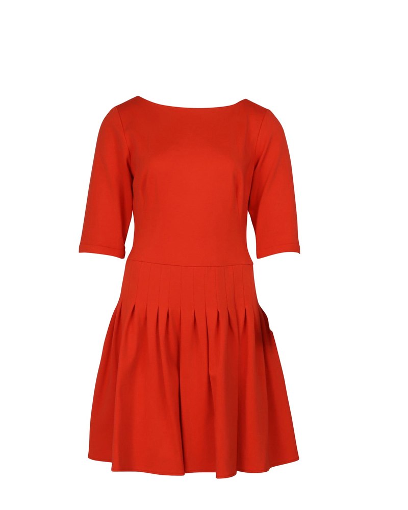 Issa Pleated Dress in Orange Viscose