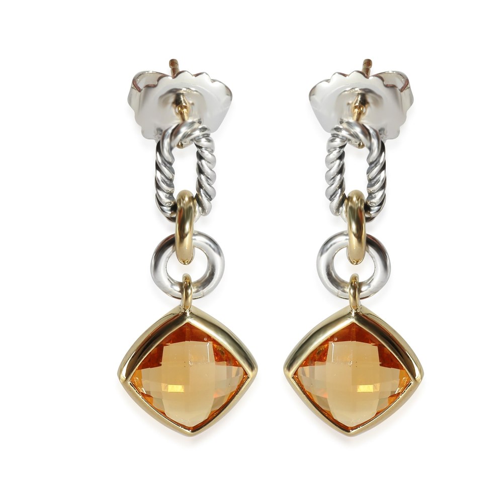 David Yurman Citrine Drop Earrings in 18k Yellow Gold/Sterling Silver 7748970315836