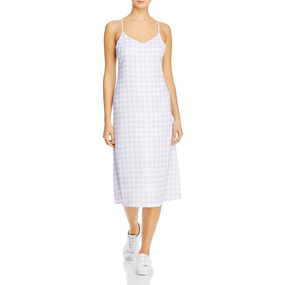 Check Print Midi Slip Dress