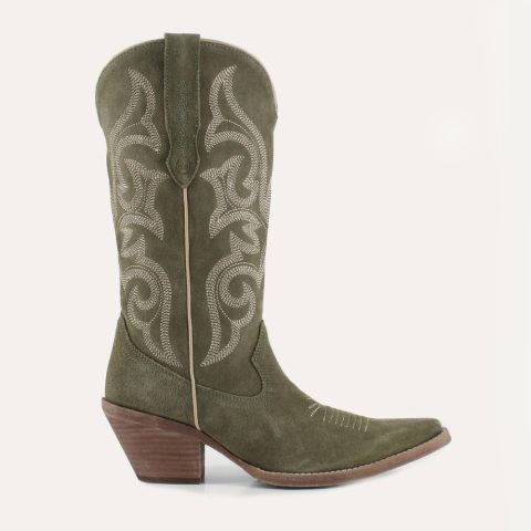 Women’s Tessa Leather Cowgirl Boots In Olive 7749103583292