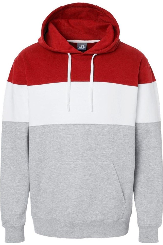 J. America Varsity Fleece Colorblocked Hooded Sweatshirt 7824357195836