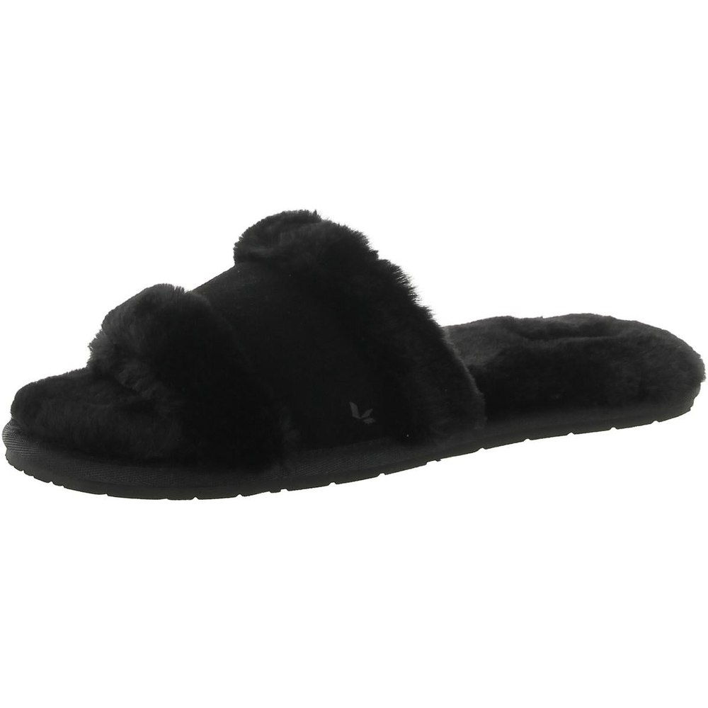 Milo Peep Suede Faux Fur Slide Slippers