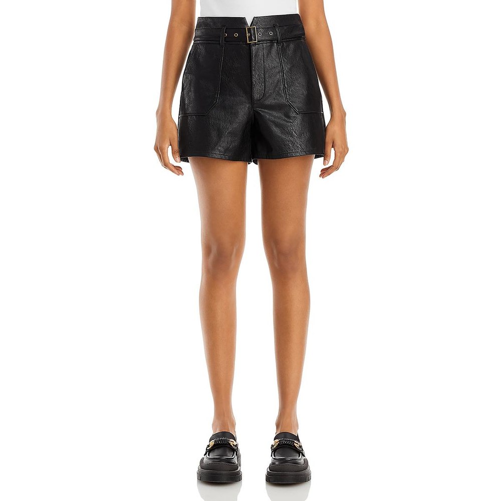 Faux Leather High Rise Casual Shorts