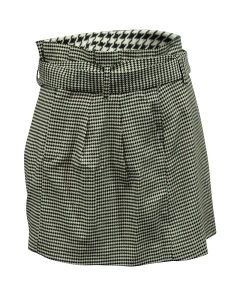 Alice & Olivia Houndstooth Belted Mini Skirt in Black/White Viscose 7764864041020