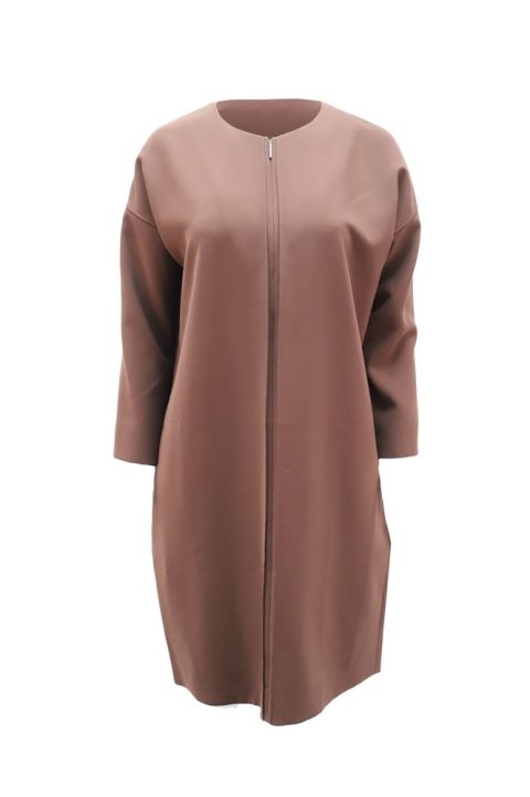 Vince Midi Sack Dress with Front Zipper In Brown Polyester 7764864892988