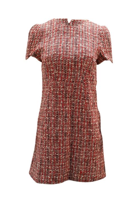Alexander McQueen Tweed Shift Dress in Red Cotton 7764869054524