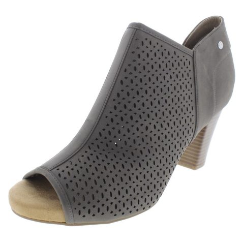 Angye Faux Leather Block Heel Peep-Toe Heels