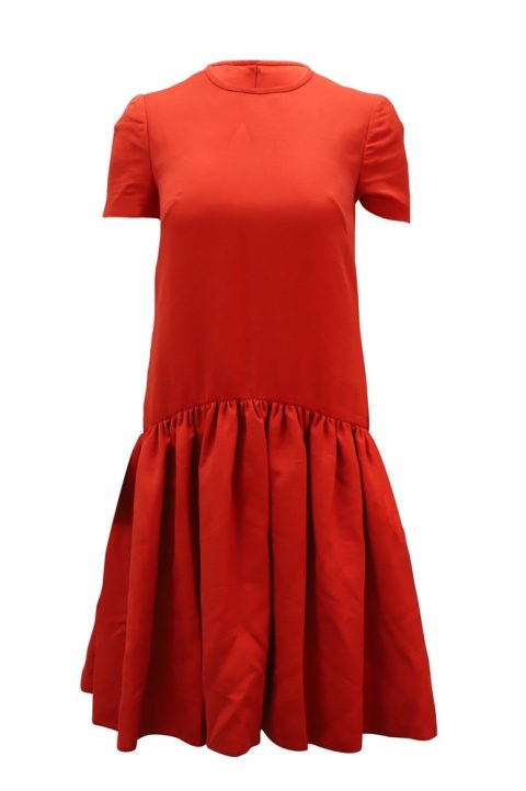 Alexander McQueen Drop Waist Dress in Red Wool 7764871086140