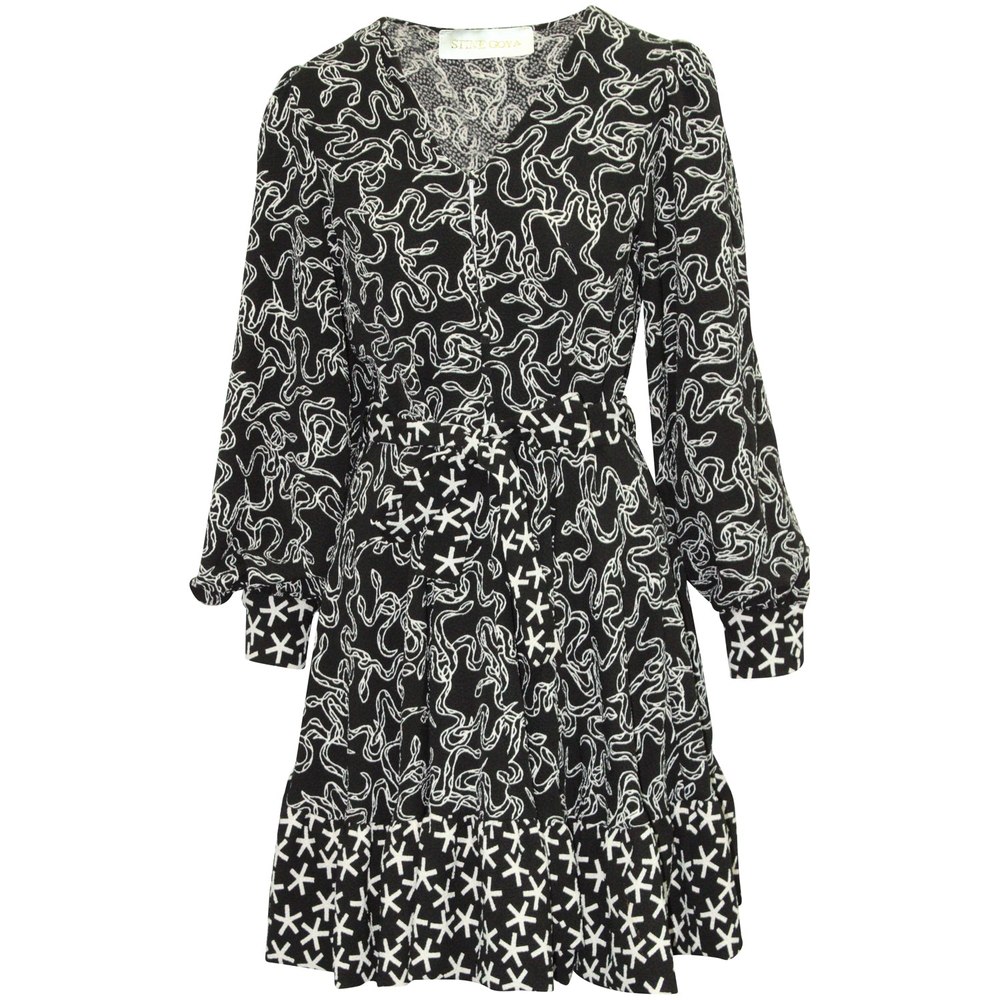Stine Goya Farrow Short Structured Dress in Black Polyester 7764874657852