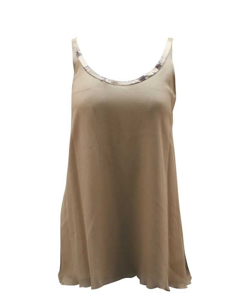 Alice + Olivia Chiffon Tank Top in Tan Silk 7764883013692