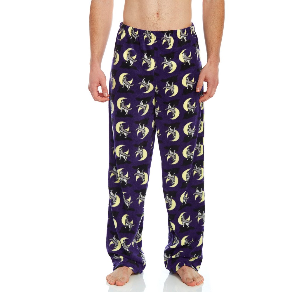 Mens Fleece Pajama Pants Wolf
