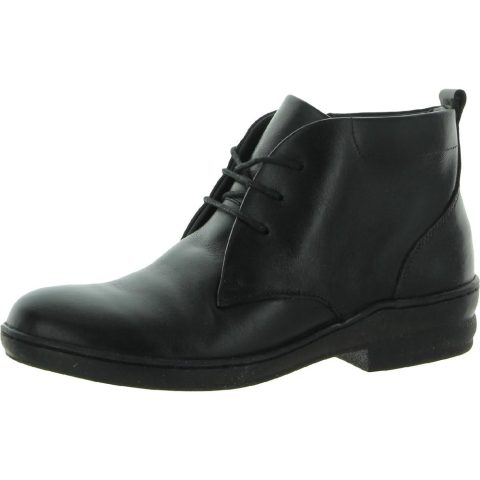 Bank Leather Low Heel Ankle Boots