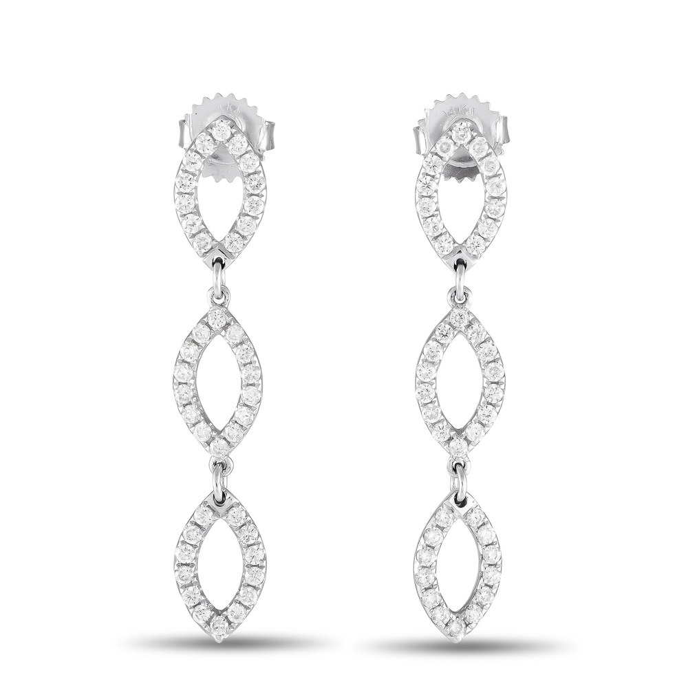 LB Exclusive 18K White Gold 1.0ct Diamond Drop Earrings AER-11513 7670681927740